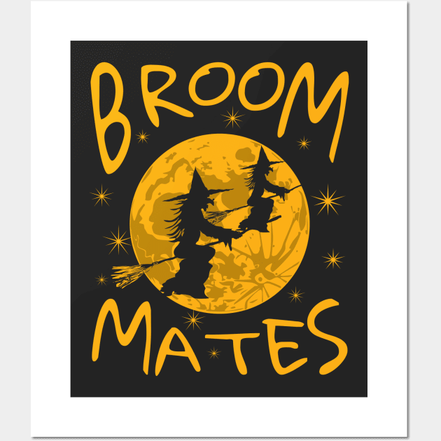 Witches on Broomsticks | Broom Mates | Moonlight Witches Wall Art by dkdesigns27